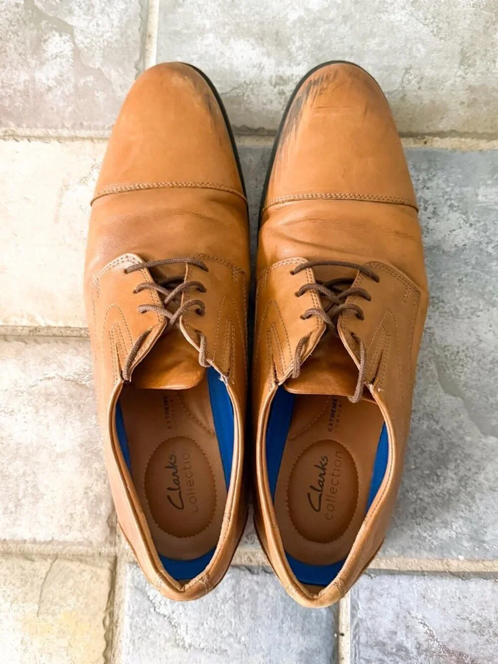 Clarks Mens Cap Toe Oxford Dress Shoes Brown Leather Comfort Size 15